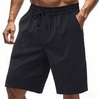 Herren nan knielange Leinenmix-Shorts mit elastischem Kordelzugbund und seitlichen Schubtaschen R&B