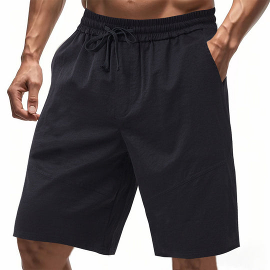 Herren nan knielange Leinenmix-Shorts mit elastischem Kordelzugbund und seitlichen Schubtaschen R&B