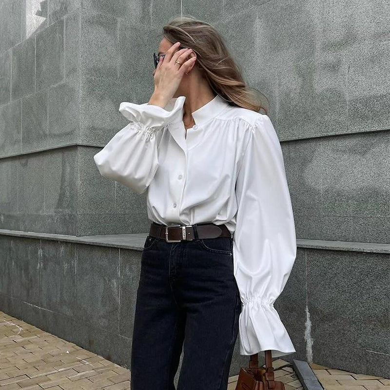 Damen Elegante Bluse mit voluminösen Ärmeln R&B