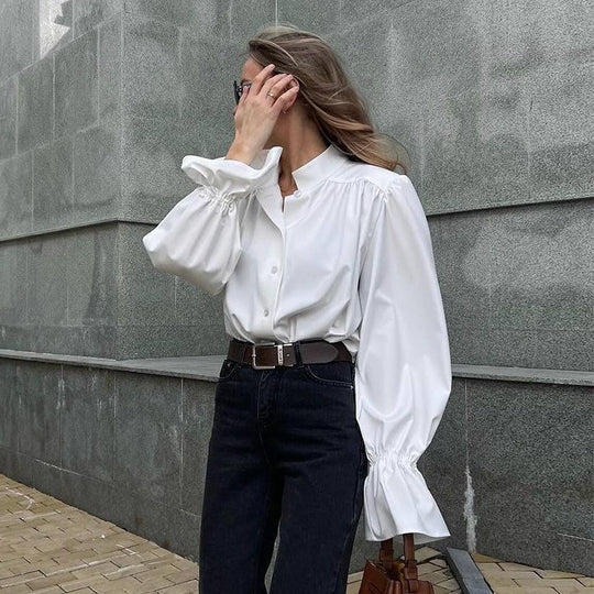Damen Elegante Bluse mit voluminösen Ärmeln R&B