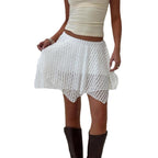 Damen verspielter Spitzenshorts mit asymmetrischem Saum R&B