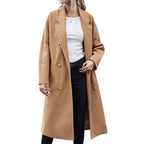 Damen eleganter Trenchcoat mit taillierbarem Gürtel und großen Taschen