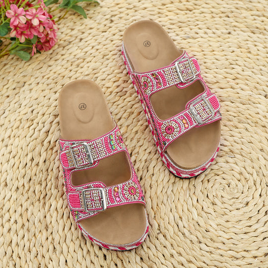 Damen Geschlossene Riemchensandalen mit eleganter Kristallverzierung R&B