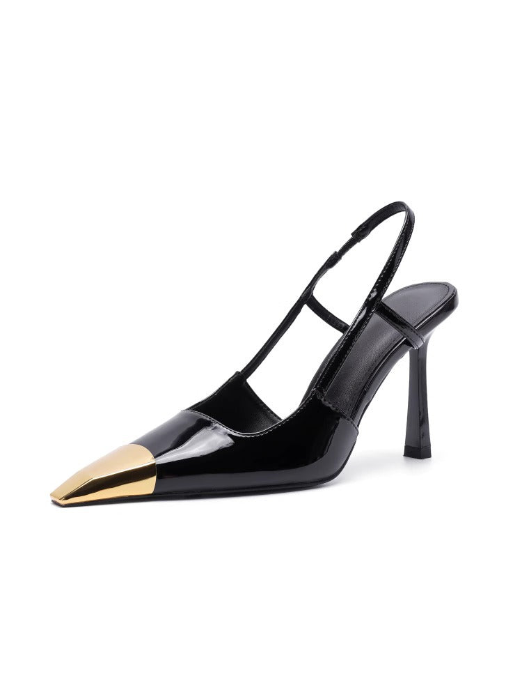 Damen Slingback-Pumps mit markantem Leopardenmuster und goldenem Zehenbereich R&B