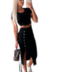 Damen Set mit cropped Top und Midi-Rock R&B