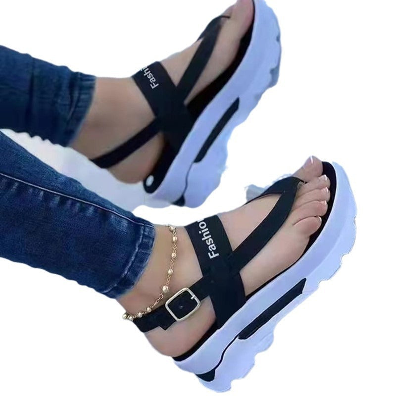 Damen Plateau-Riemensandalen mit verstellbarem Riemen und flexibler Sohle R&B