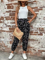 Damen Komfortable Blumenmuster Jogginghose R&B