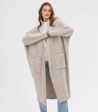 Damen Gemütlicher Strickmantel mit großen Taschen und oversized Schnitt R&B