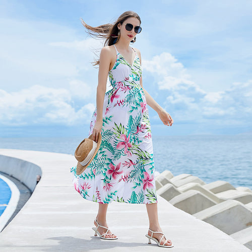 Damen Strandlaid mit floralem Design und tiefem V-Ausschnitt R&B