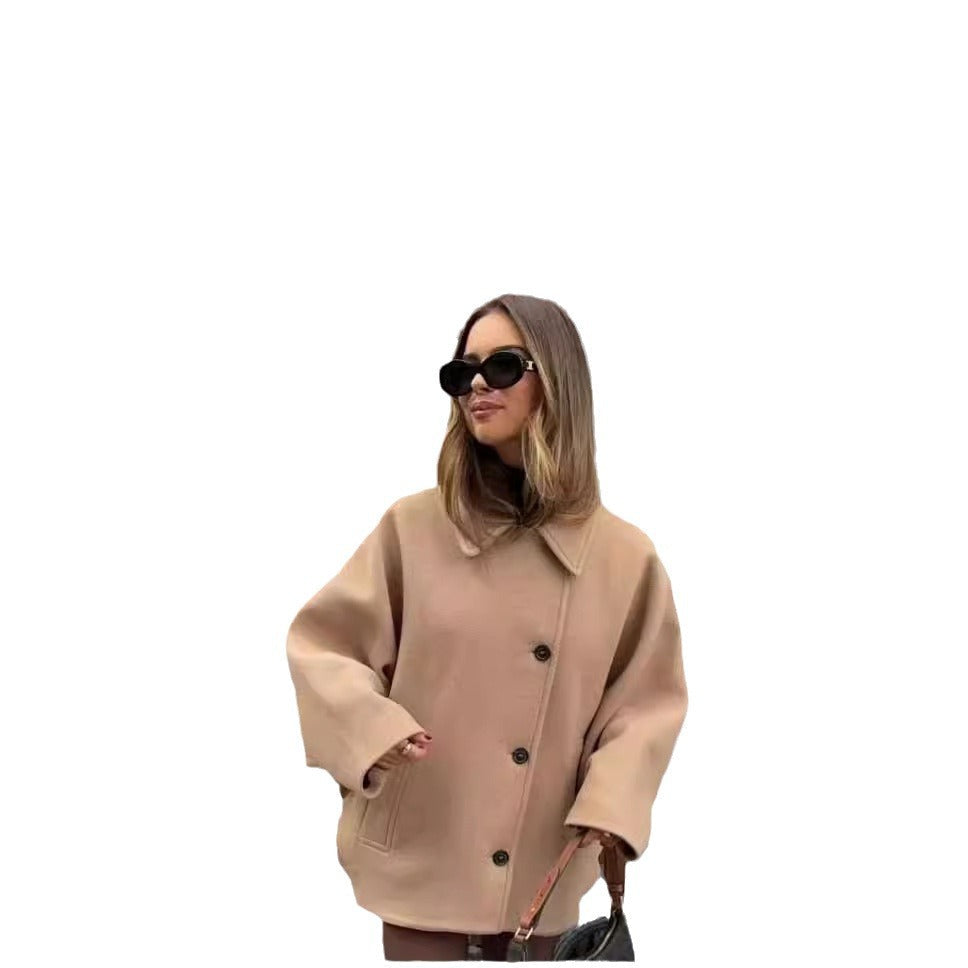 Damen Oversized Wollmantel mit modernem Schnitt und praktischen Taschen R&B