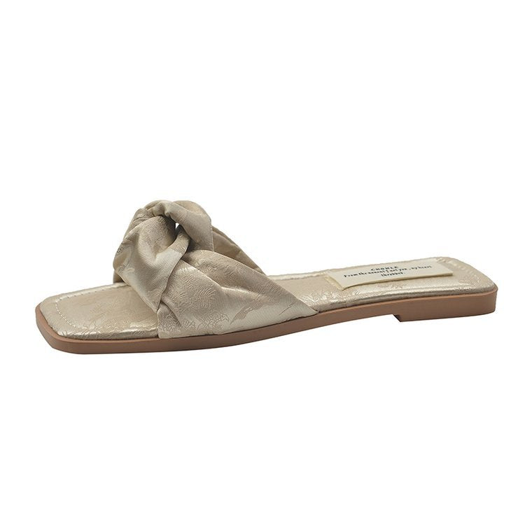 Damen elegante Slip-On Sandalen mit modischem Knoten-Detail und bequemer Sohle R&B