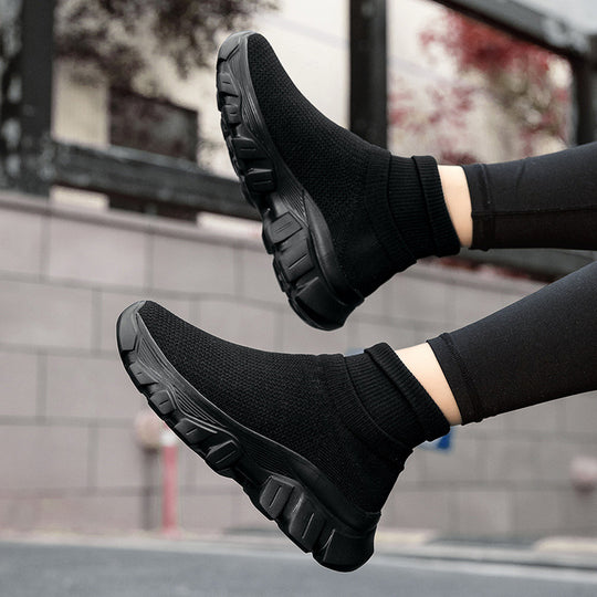 Damen Atmungsaktive Slip-On Sneakers mit luftdurchlässiger Strick-Oberfläche und flexibler Sohle R&B