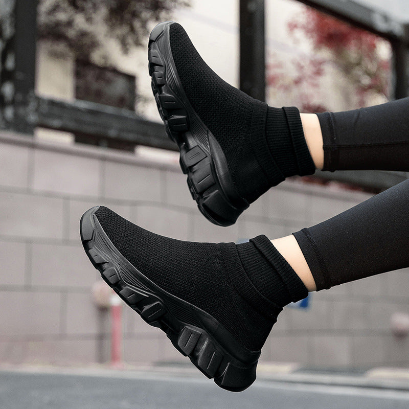 Damen Stricksneaker mit hohem Schaft und rutschfester Sohle