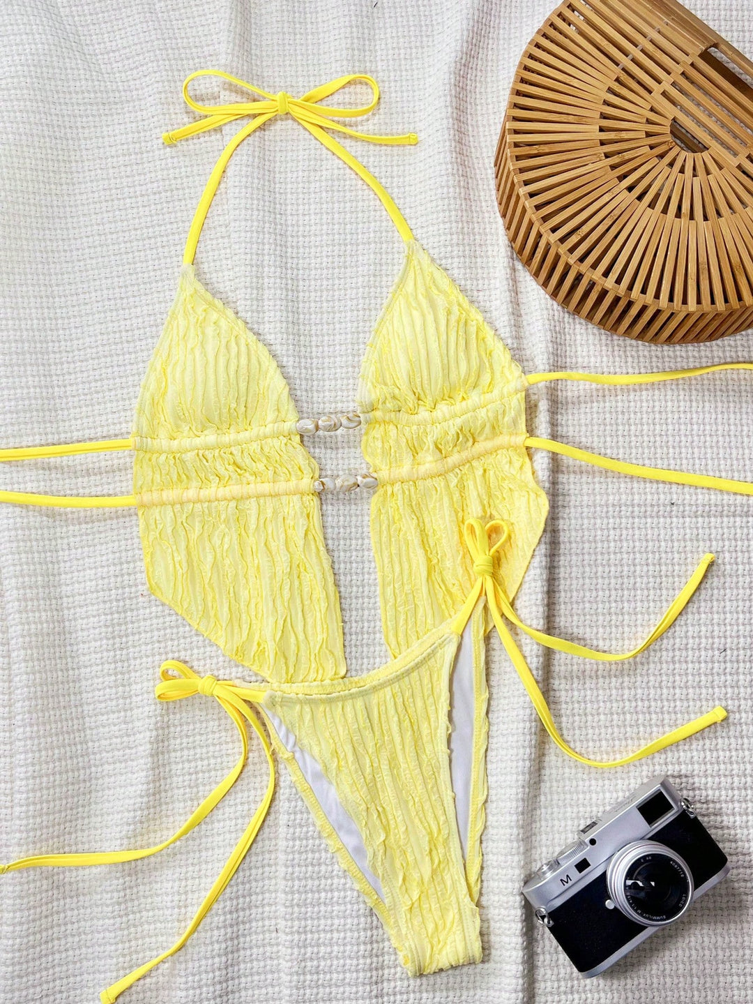 Damen Bikini-Set mit modischem Rüschendesign und verstellbaren Bindebändern R&B