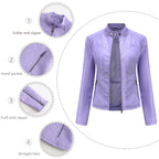 Damen nan taillierte Biker-Kunstlederjacke mit Stehkragen und gesteppter Seitenpartie R&B