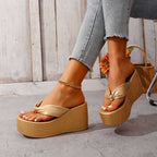 Damen Wedge-Pantoletten mit elegantem Knotted-Riemendesign und komfortabler Sohle R&B