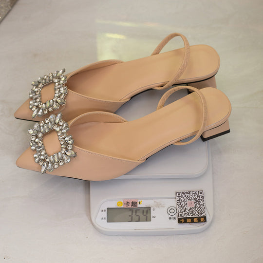 Damen Slingback-Ballerinas mit funkelnden Schmuckapplikationen und elegantem Blockabsatz R&B