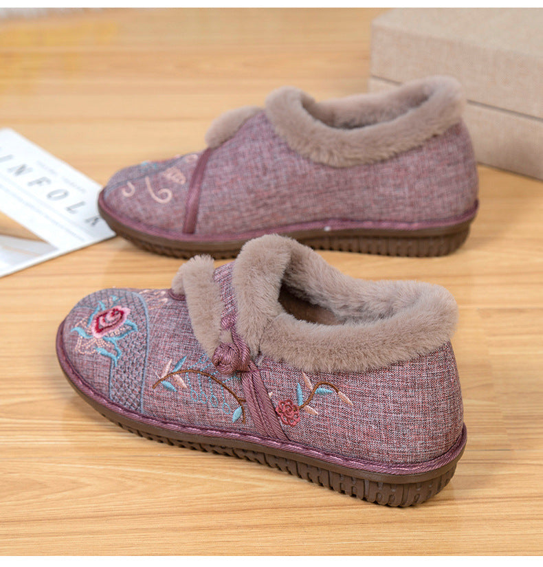 Damen Kuschelige Hausschuhe mit Blumenstickerei R&B
