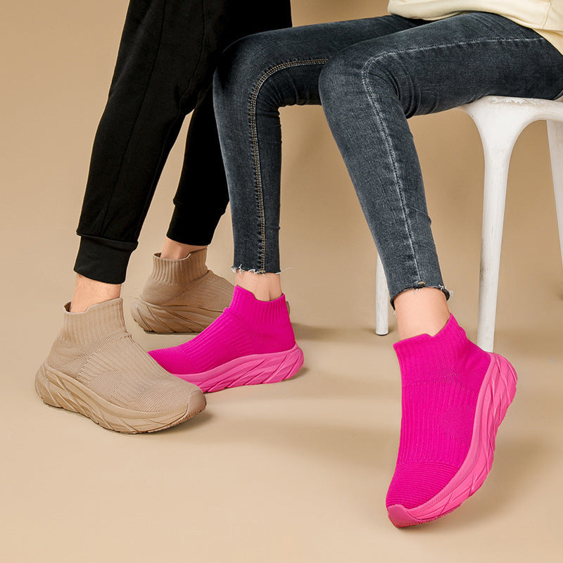 Damen Sportliche Knöchelsneaker mit elastischem Strickoberteil und rutschfester Sohle