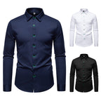 Herren elegantes Langarmhemd mit kreativen Stickdetails R&B
