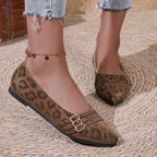 Damen dekorative Ballerinas mit elegantem Leopardenmuster und hochwertigem Futter R&B