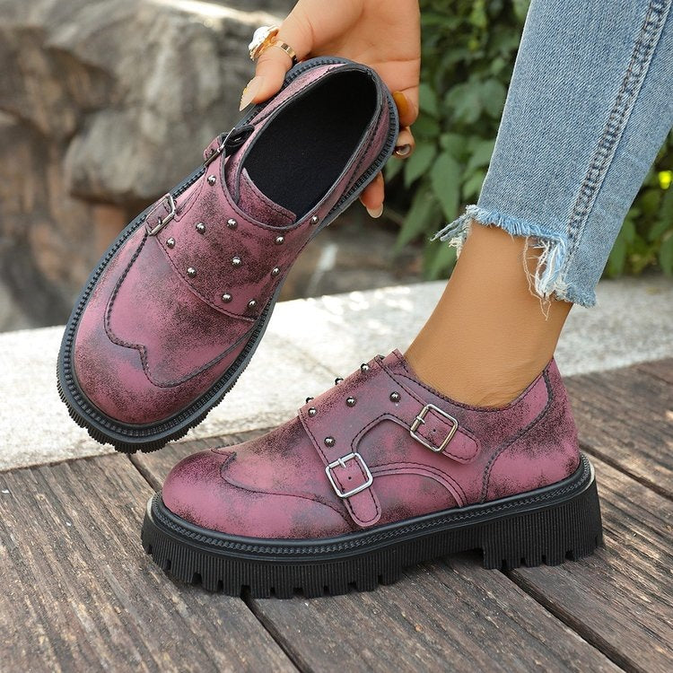 Damen modische Schnürschuhe mit Ziernähten und Plateau R&B