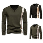 Herren Langarmshirt mit modernem V-Ausschnitt und kontrastierendem Design