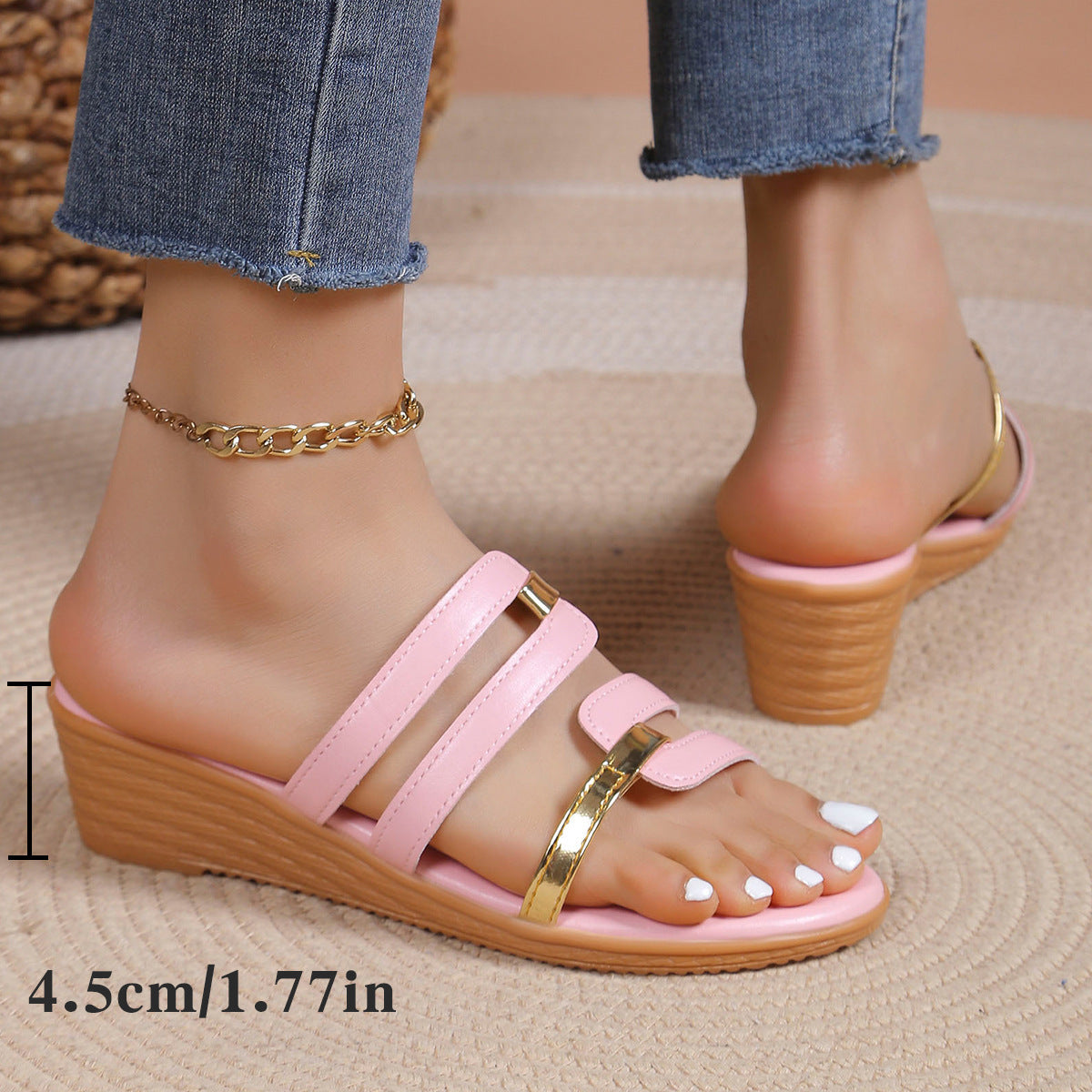 Damen Wedge-Pantoletten mit eleganten Riemen und komfortablem Fußbett R&B