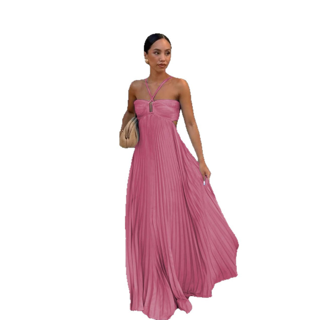 Damen Plisseekleid mit schulterfreiem Design und raffinierten Trägerdetails R&B