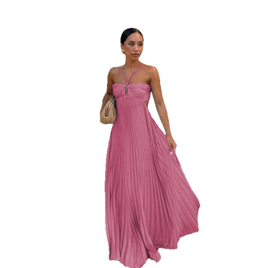 Damen Plisseekleid mit schulterfreiem Design und raffinierten Trägerdetails R&B