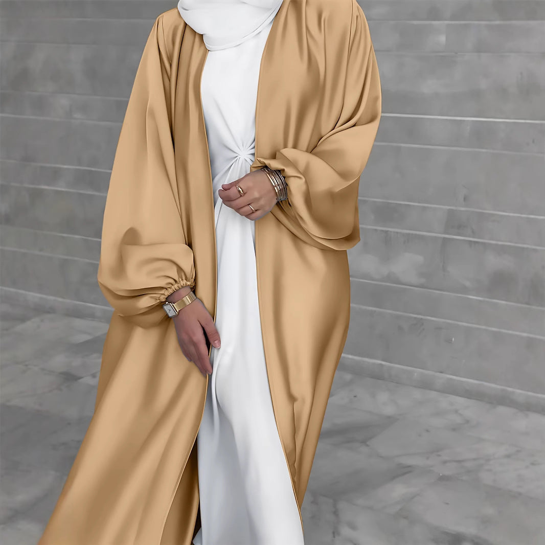 Damen Elegante Satinjacke mit weit geschnittenen Ärmeln R&B