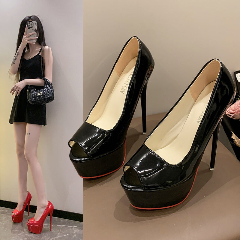 Damen Peeptoe High Heels mit Plattform und hohem Stiletto-Absatz R&B
