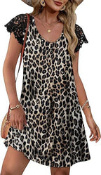 Damen Sommerkleid mit eleganten Spitzenärmeln und floralem Muster R&B