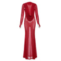 Damen Elegantes lange Kleid mit tiefem V-Ausschnitt und Raffungen R&B