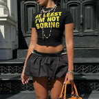 Damen cropped T-Shirt mit auffälligem Typografie-Druck R&B