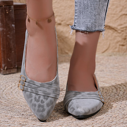 Damen elegante Ballerinas mit modischem Animal-Print und Zierakzenten R&B