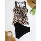 Damen Tankini-Set mit modischem Tiermuster und elastischem Hochbund R&B