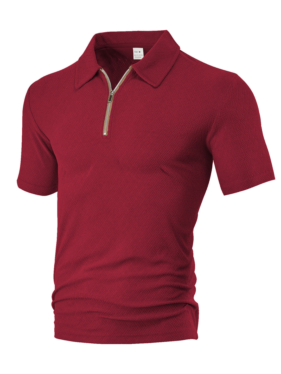 Herren nan schmal geschnittenes Halbzip-Polo mit feiner Fischgrät-Jacquardstruktur R&B