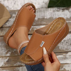 Damen Wedge-Pantoletten mit modischem Riemendesign und komfortablem Fußbett R&B