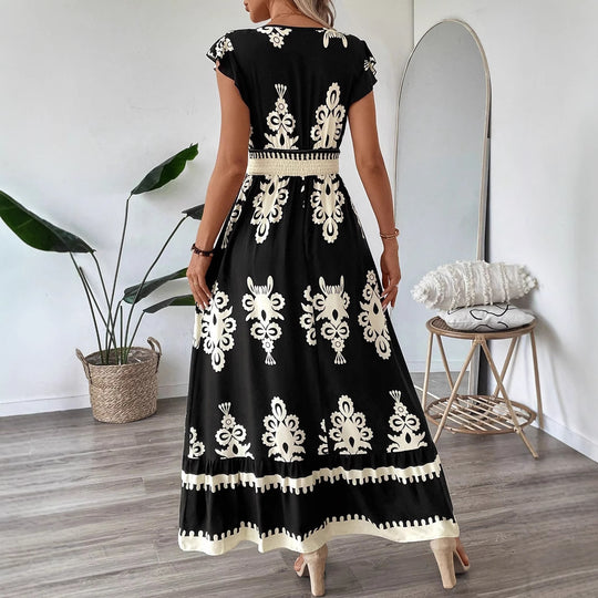 Damen Elegantes Maxikleid mit faszinierendem Musterdruck R&B