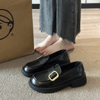Damen Elegante Loafers mit glänzender Oberfläche und dekorativem Schnallenverschluss R&B