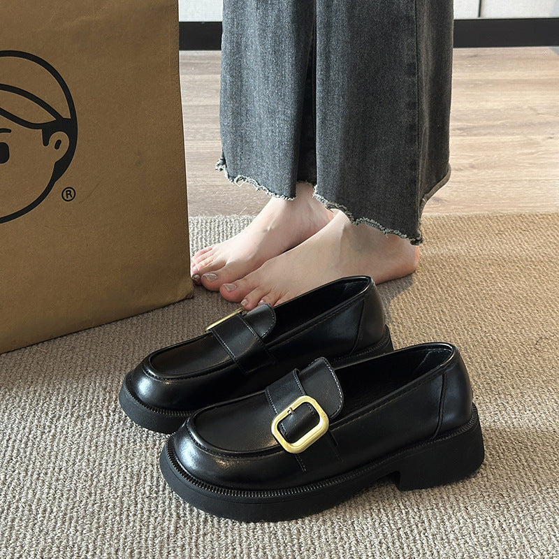Damen Elegante Loafers mit glänzender Oberfläche und dekorativem Schnallenverschluss R&B