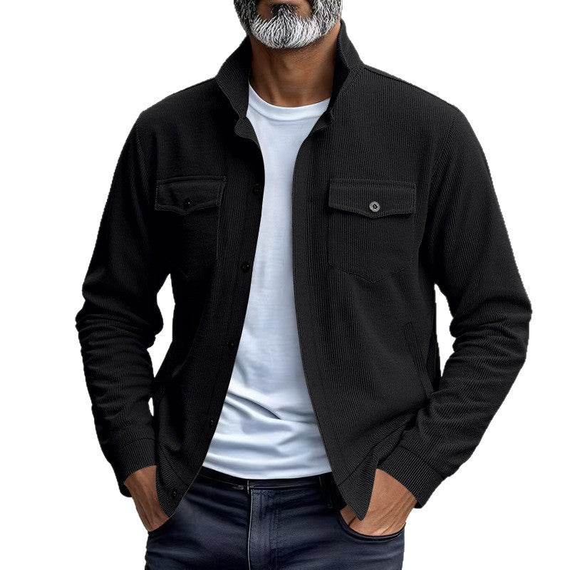Herren lässige Oberhemdjacke mit funktionalen Taschen und strukturiertem Design R&B