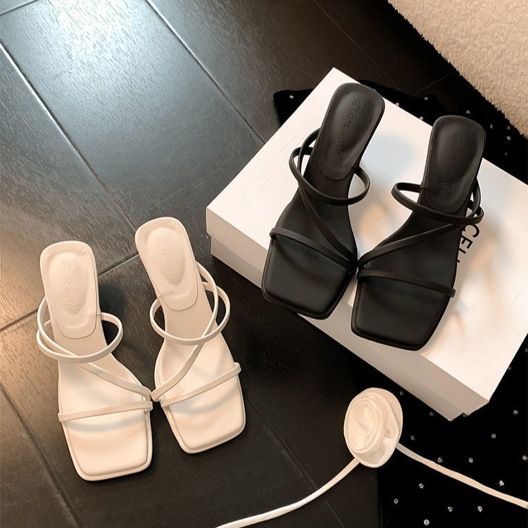 Damen elegante Slingback-Pantoletten mit modischem Riemen R&B