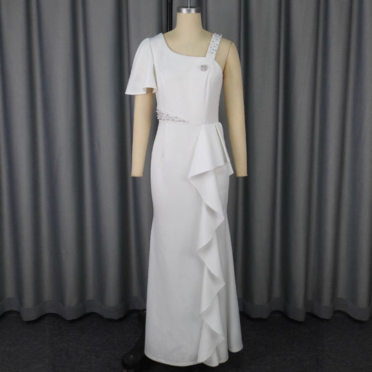 Damen Elegantes Abendkleid mit asymmetrischem Schnitt und Rüschen R&B