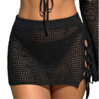 Damen Transparente Häkel-Strandrock R&B