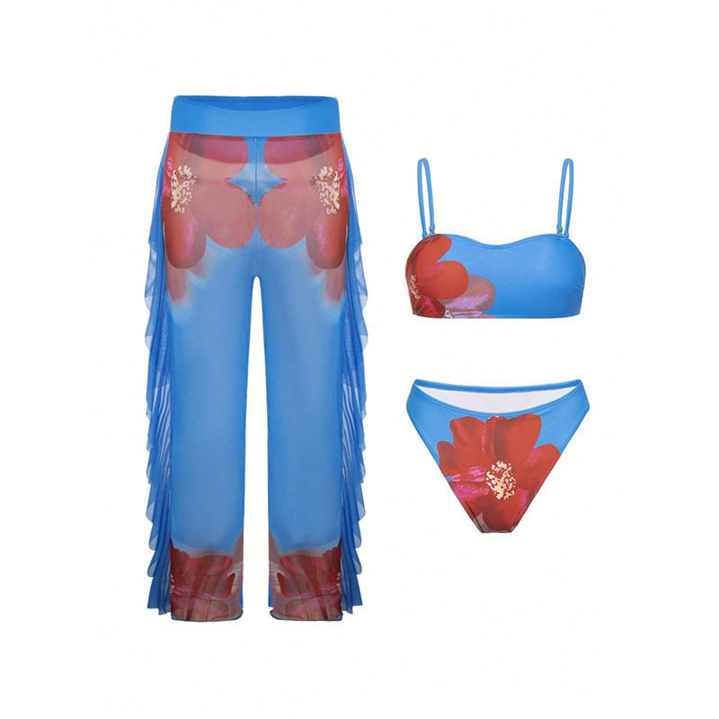 Damen Bikiniset mit Rüschen-Design und durchscheinenden Details R&B