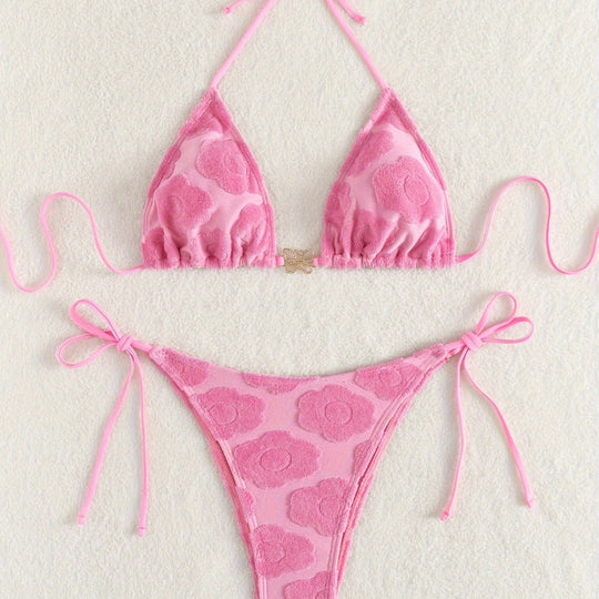 Damen Bikini-Set mit raffiniertem Blumenmuster und verstellbaren Trägern R&B