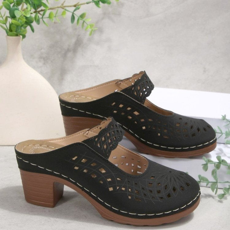 Damen Komfortable Plateausandalen mit offenem Zehenbereich und dekorativem Schnitt R&B