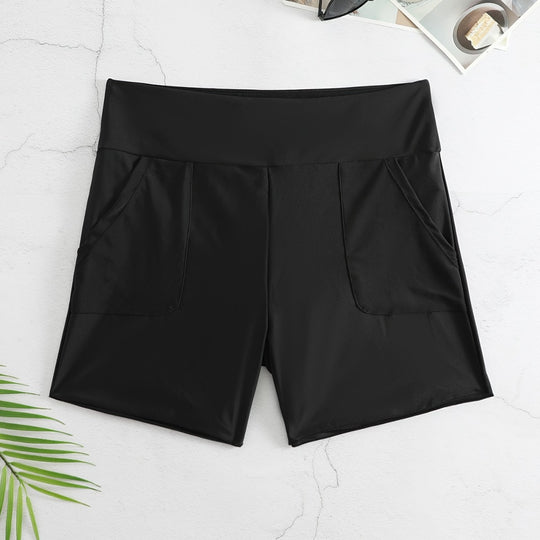 Damen Badeshorts mit hohem Bund und Seitentaschen R&B